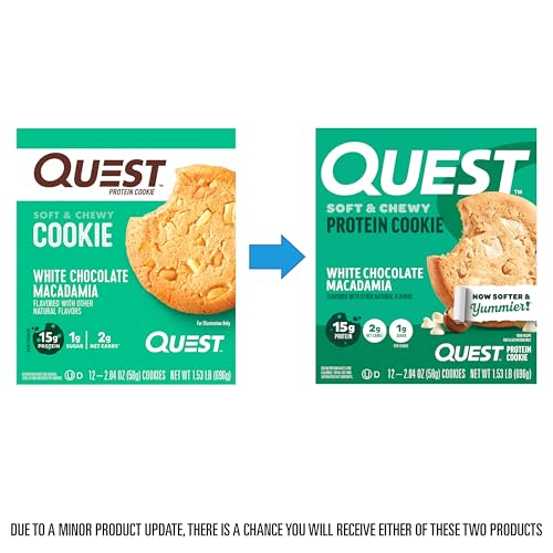 Quest Nutrition Chocolate Chip Protein Cookie, 15g Protein, 1g Sugar, 2g Net Carbs, Keto Friendly, High Protein, Low Carb; 12 Count