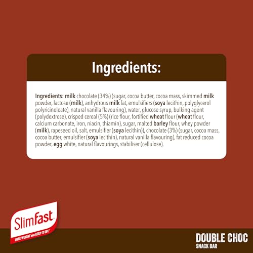 SlimFast Snack Bar, Low Calorie Snack, Choc Caramel Flavour, 30 X 26 G Multipack (Packing May Vary)