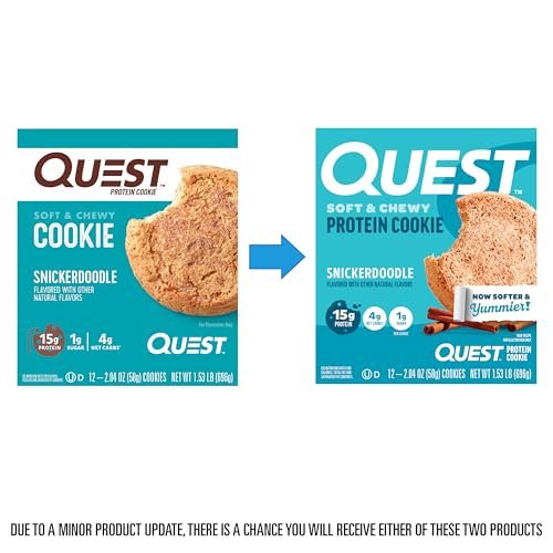 Quest Nutrition Chocolate Chip Protein Cookie, 15g Protein, 1g Sugar, 2g Net Carbs, Keto Friendly, High Protein, Low Carb; 12 Count