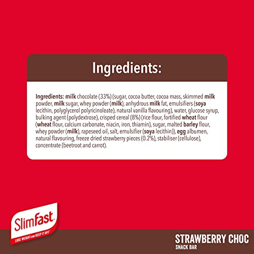 SlimFast Snack Bar, Low Calorie Snack, Choc Caramel Flavour, 30 X 26 G Multipack (Packing May Vary)