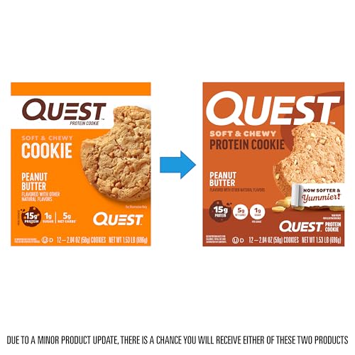 Quest Nutrition Chocolate Chip Protein Cookie, 15g Protein, 1g Sugar, 2g Net Carbs, Keto Friendly, High Protein, Low Carb; 12 Count