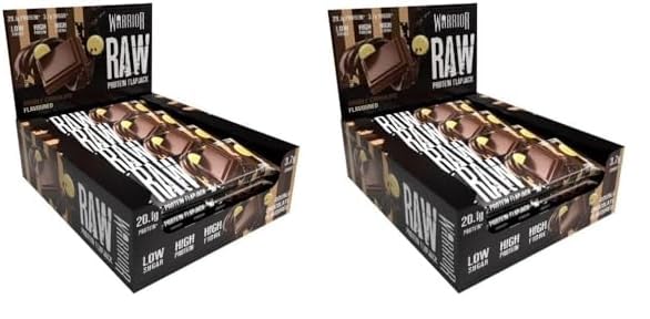 Warrior Raw Protein Bars – 20g Protein Per Bar – High Protein Snack Bars Multipack (12 or 24 Bars, 75g Each) – Low Sugar, High Fibre Breakfast & Meal Replacement Bar – Chocolate Brownie Flapjack