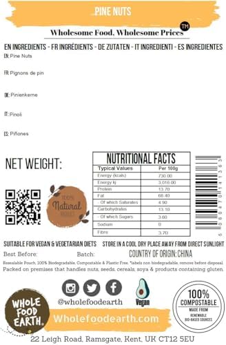 Wholefood Earth - Pine Nuts, 500 g