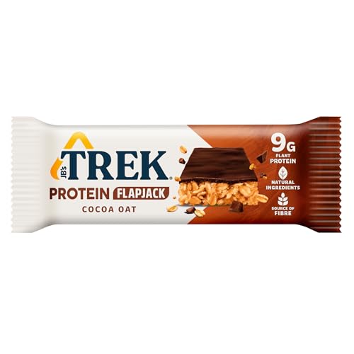 Trek High Protein Flapjack Cocoa Oat, 50 g - Gluten Free Bars – Healthy Snack Bars – Plant Based Protein - Vegan Bars (Pack of 16 Bars) | L0572375-P107199021-M107199013