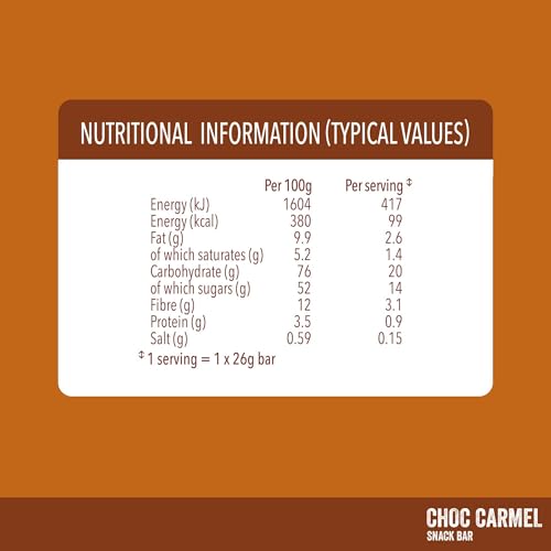 SlimFast Snack Bar, Low Calorie Snack, Choc Caramel Flavour, 30 X 26 G Multipack (Packing May Vary)