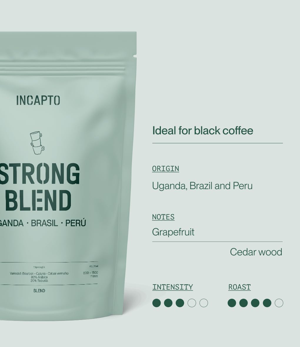Incapto Medium Roast Jungle Blend Whole Bean Coffee 500g | Natural Rich Aroma and Flavor | Blend of Origins – Guatemala, Brazil, and Peru | 100% Arabica | Specialty Coffee 80 SCA Points