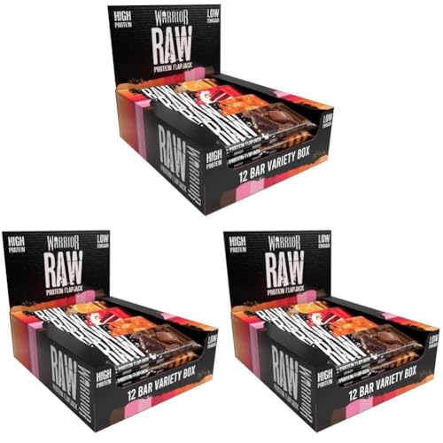 Warrior Raw Protein Bars – 20g Protein Per Bar – High Protein Snack Bars Multipack (12 or 24 Bars, 75g Each) – Low Sugar, High Fibre Breakfast & Meal Replacement Bar – Chocolate Brownie Flapjack