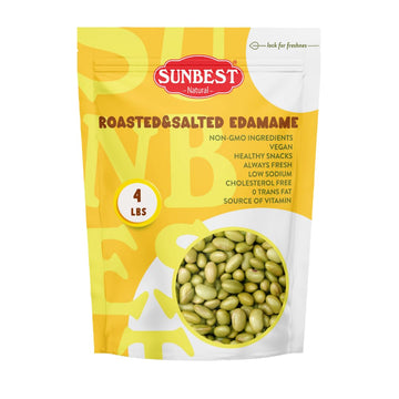 Sunbest Natural Edamame Beans, 4 lbs – Salted & Dry Roasted – Plant-Based Healthy Snack for Adults & Kids – Low Carb, Keto, Vegan & Gluten-Free (64 oz)