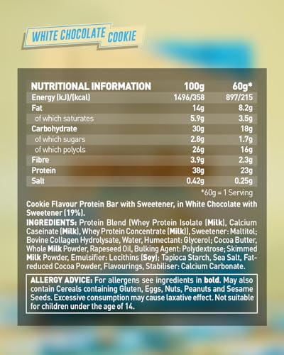 Grenade OREO White High Protein, Low Sugar Bars, 12 x 60 g – 21 g Protein per Snack Bar with Crunchy OREO Pieces & White Chocolate Coating