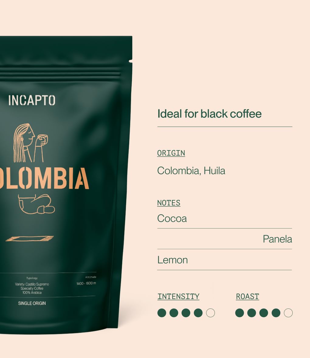 Incapto Medium Roast Jungle Blend Whole Bean Coffee 500g | Natural Rich Aroma and Flavor | Blend of Origins – Guatemala, Brazil, and Peru | 100% Arabica | Specialty Coffee 80 SCA Points