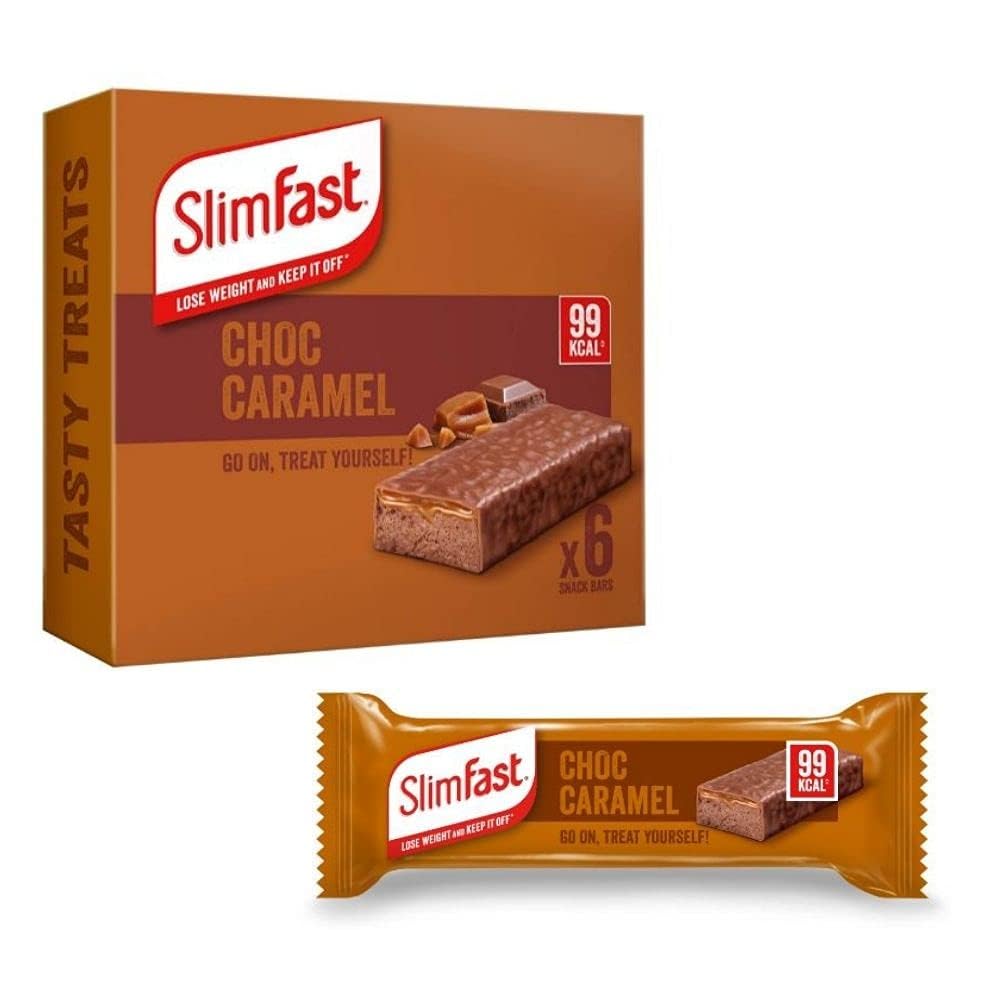 SlimFast Snack Bar, Low Calorie Snack, Choc Caramel Flavour, 30 X 26 G Multipack (Packing May Vary)