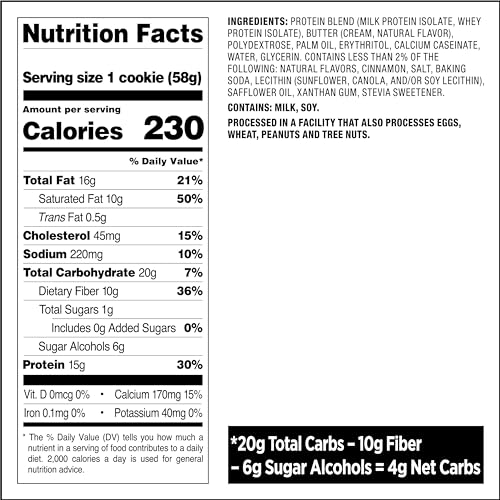 Quest Nutrition Chocolate Chip Protein Cookie, 15g Protein, 1g Sugar, 2g Net Carbs, Keto Friendly, High Protein, Low Carb; 12 Count