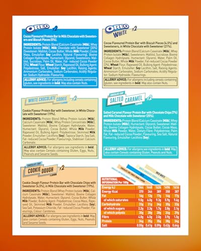 Grenade OREO White High Protein, Low Sugar Bars, 12 x 60 g – 21 g Protein per Snack Bar with Crunchy OREO Pieces & White Chocolate Coating