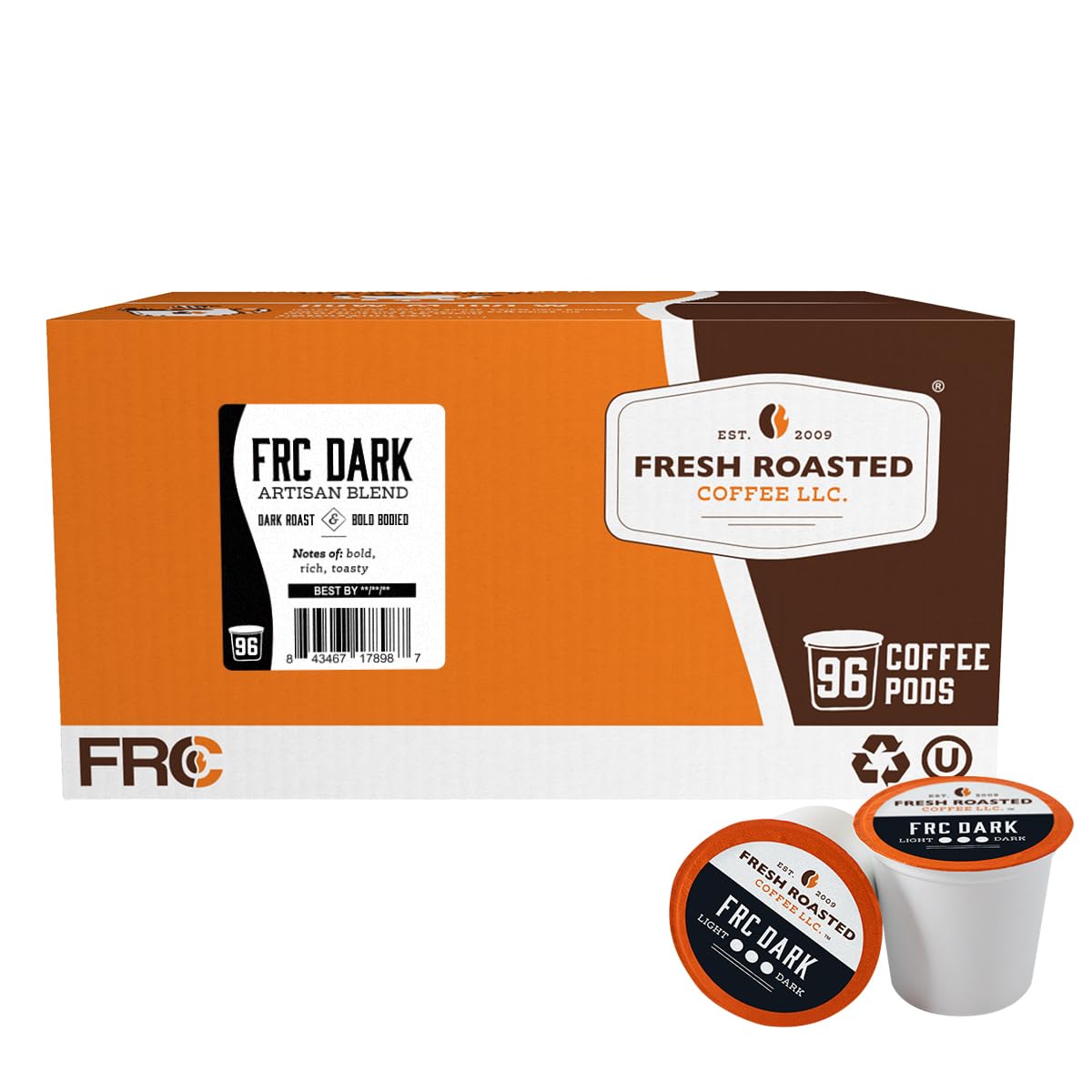 Fresh Roasted Coffee, Italian Roast, Dark, 96 Pods for K Cup Brewers