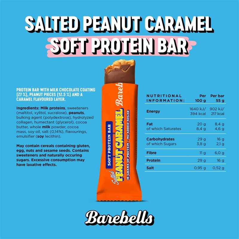 Barebells Protein Bars - 12 Count, 16g High Protein Treats – Sugar Free Chocolate Nutrition Bar, Low Carb – On The Go Breakfast or Post-Workout Snack (Caramel Choco)
