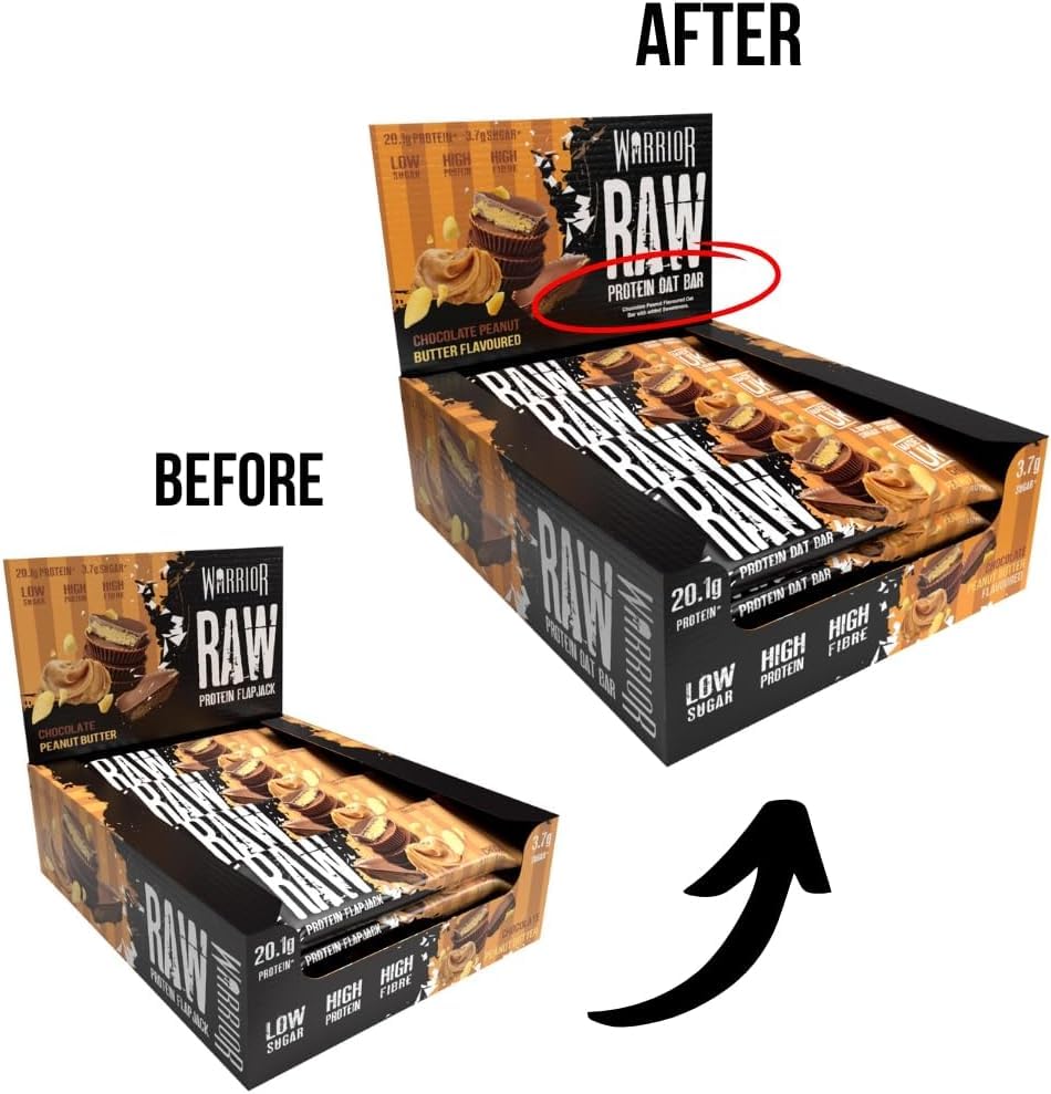 Warrior Raw Protein Bars – 20g Protein Per Bar – High Protein Snack Bars Multipack (12 or 24 Bars, 75g Each) – Low Sugar, High Fibre Breakfast & Meal Replacement Bar – Chocolate Brownie Flapjack