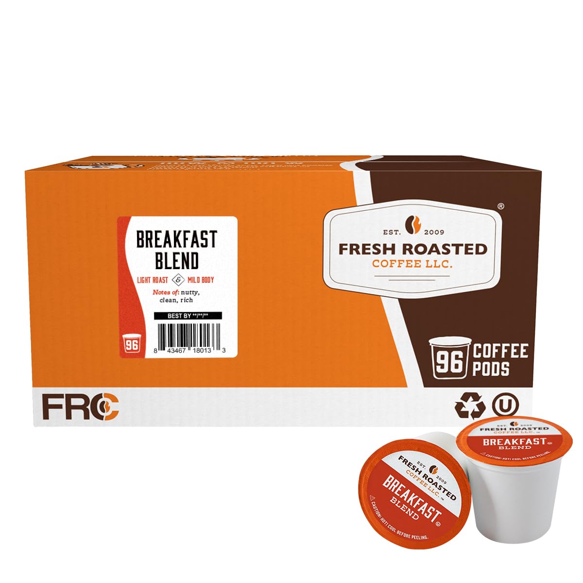 Fresh Roasted Coffee, Italian Roast, Dark, 96 Pods for K Cup Brewers