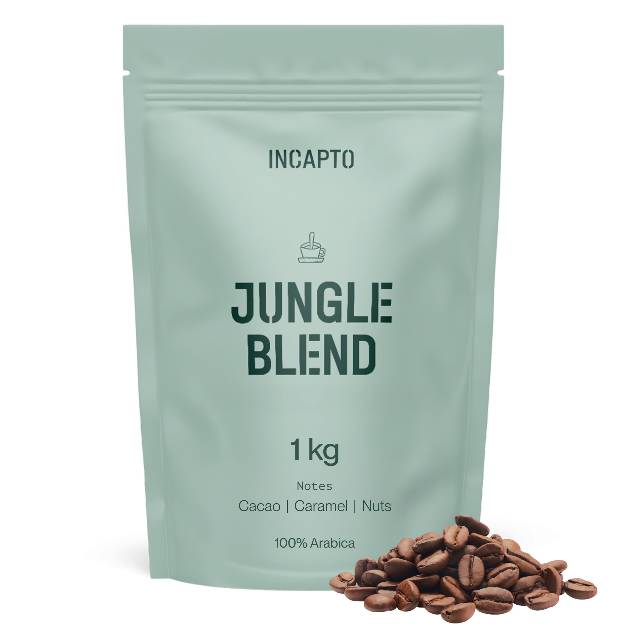 Incapto Medium Roast Jungle Blend Whole Bean Coffee 500g | Natural Rich Aroma and Flavor | Blend of Origins – Guatemala, Brazil, and Peru | 100% Arabica | Specialty Coffee 80 SCA Points
