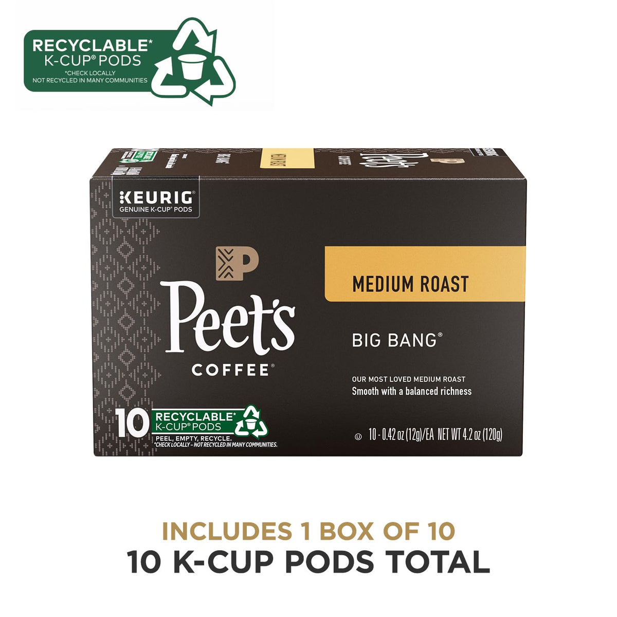 Peet's Coffee, Medium Roast Keurig K-Cup Pods - Café Domingo 54 Count (1 Box of 54 Pods)