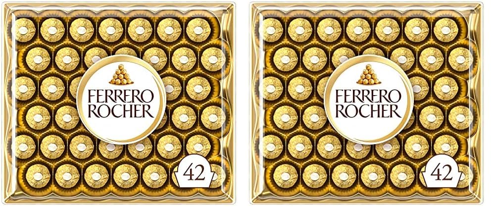 Ferrero Rocher Pralines, Chocolate Mother's Day Gifts - Chocolate Gift Box, Covered in Milk Chocolate and Nuts, 42 Pieces (525g)
