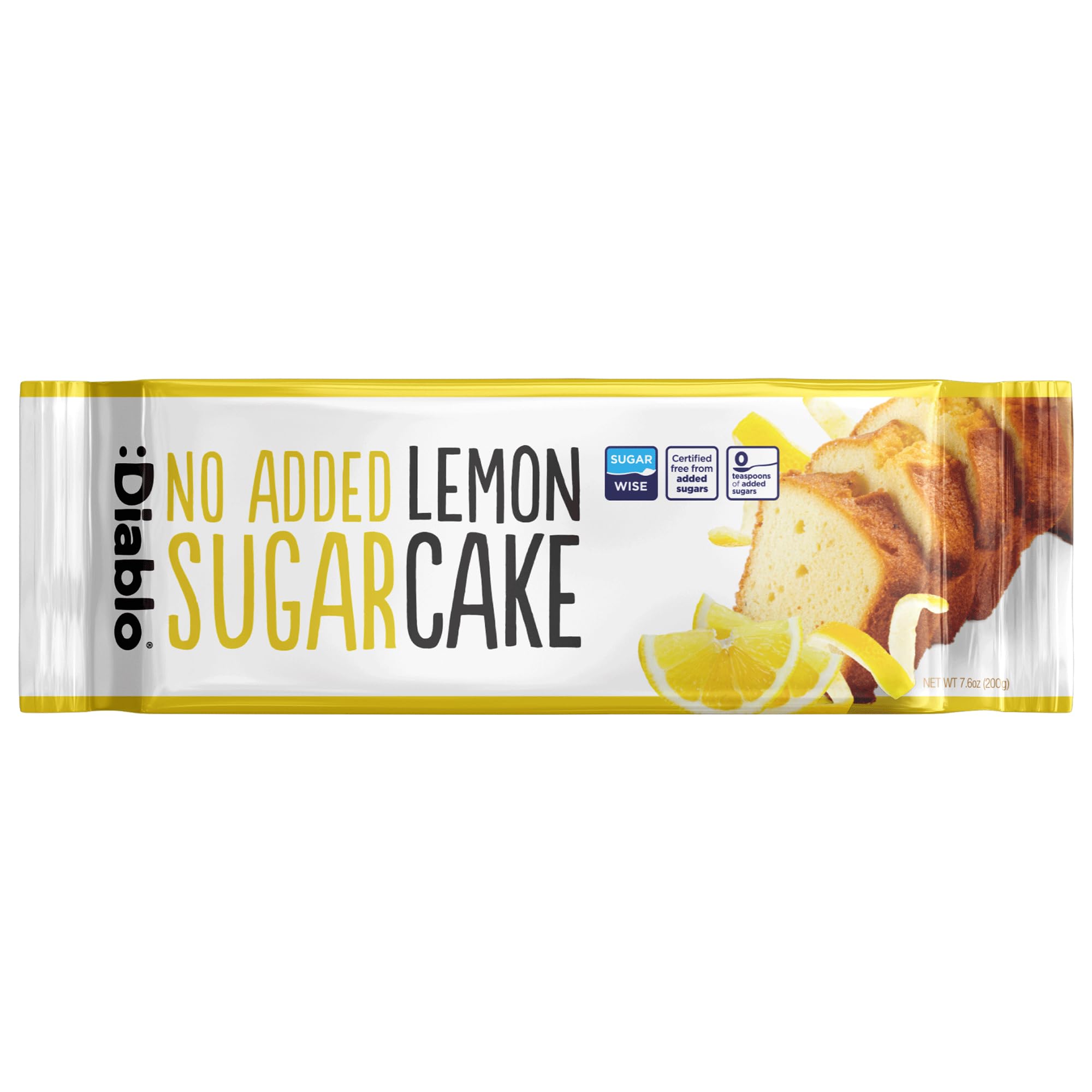 Diablo No Added Sugar Lemon Cake – Healthy Snacks Sweet Treat, Cakes and Desserts for All, Ideal for Snack Time, Tea & Party Treat, Halal & Kosher Approved – 200g (Pack of 2)