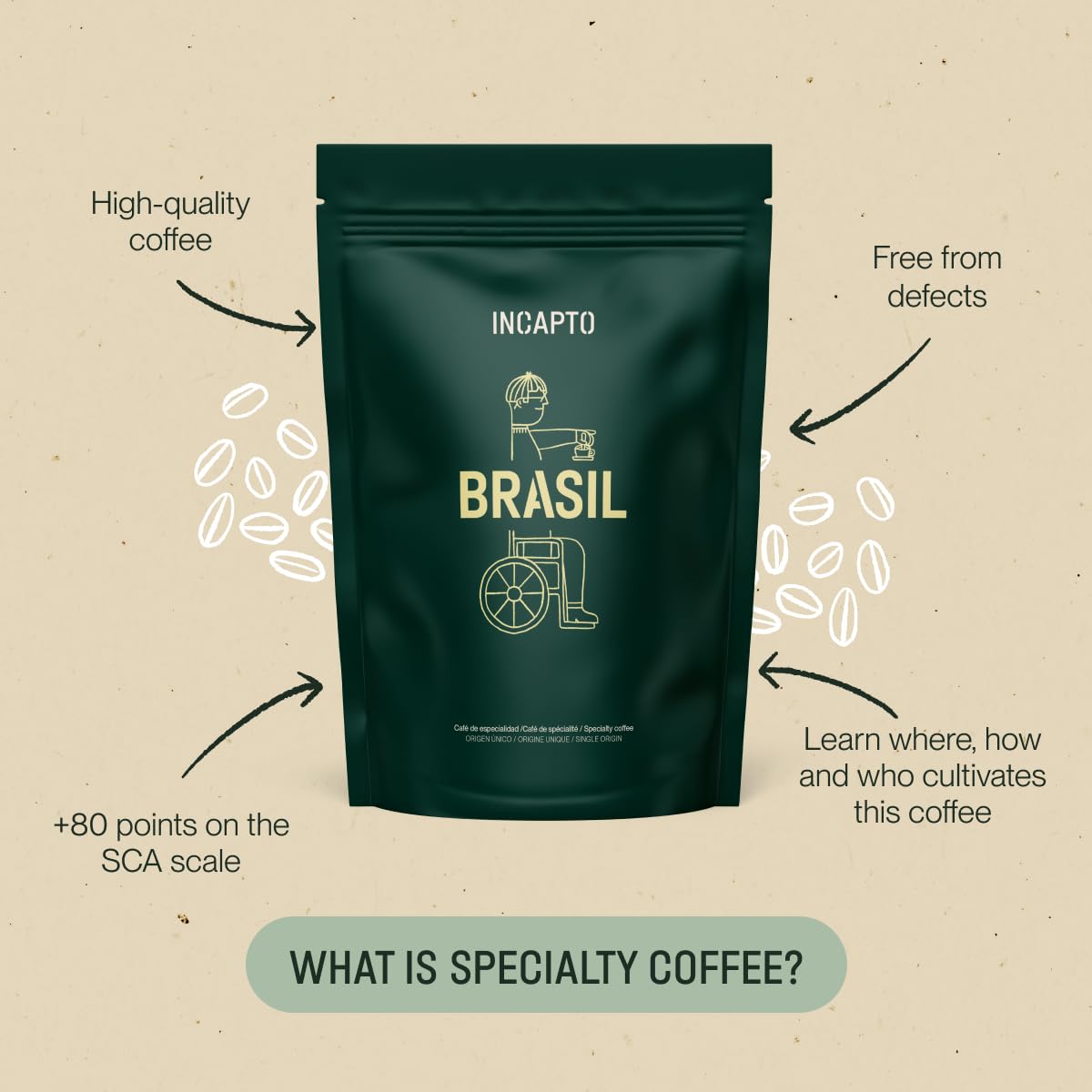 Incapto Medium Roast Jungle Blend Whole Bean Coffee 500g | Natural Rich Aroma and Flavor | Blend of Origins – Guatemala, Brazil, and Peru | 100% Arabica | Specialty Coffee 80 SCA Points