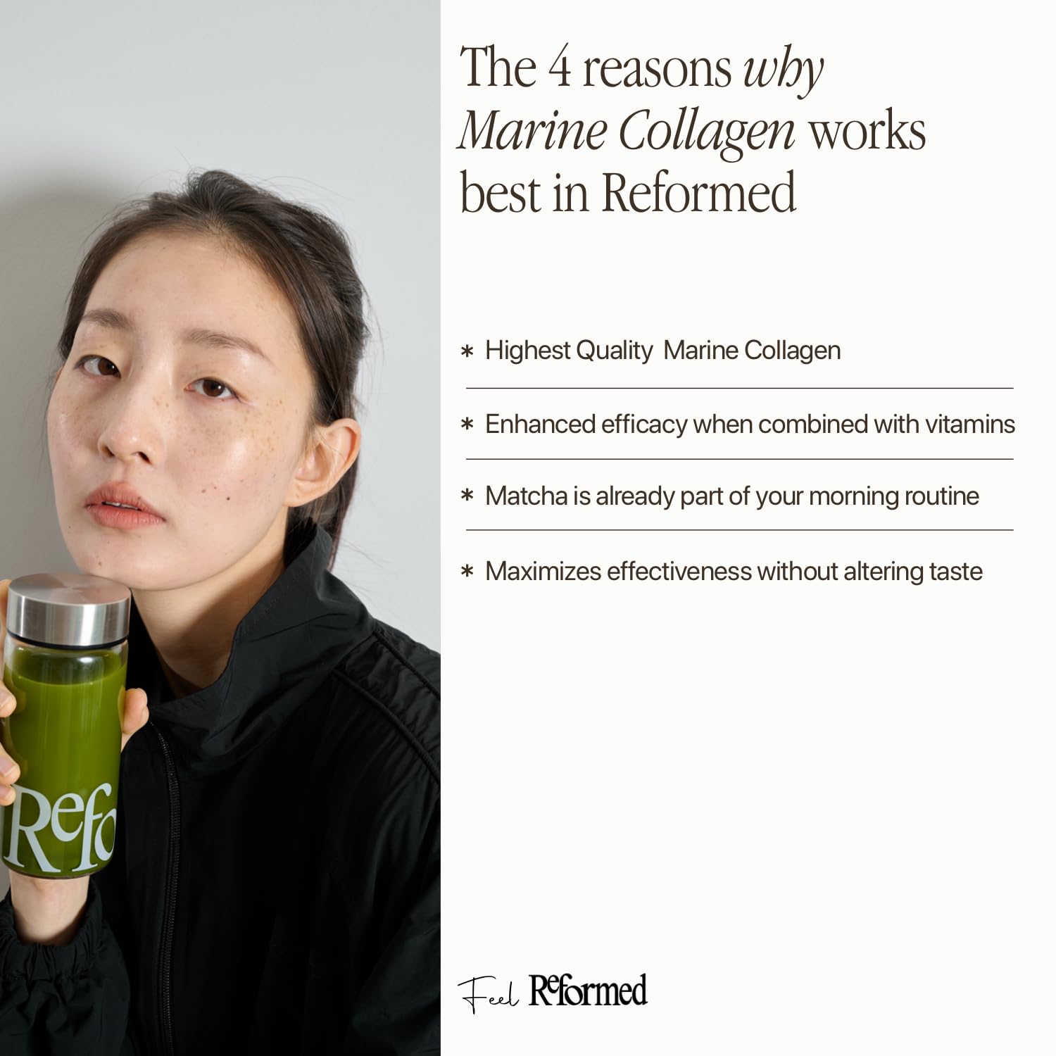 Reformed Collagen Matcha Powder I Hydrolysed Collagen (Marine), Ceremonial Grade, Skin Health, Reduce Bloating, Functional Mushrooms, 21 Vitamins & Minerals, I UK Made I 1 Month Supply