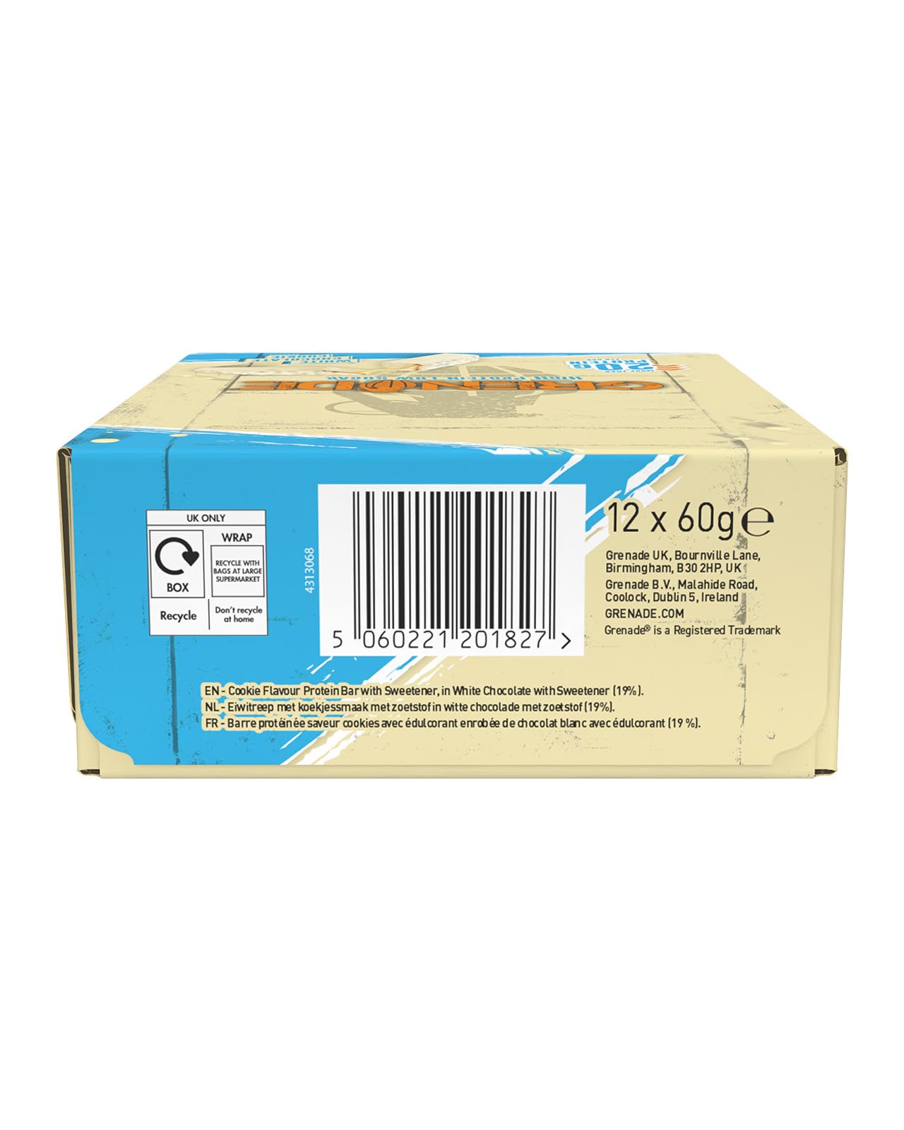 Grenade OREO White High Protein, Low Sugar Bars, 12 x 60 g – 21 g Protein per Snack Bar with Crunchy OREO Pieces & White Chocolate Coating