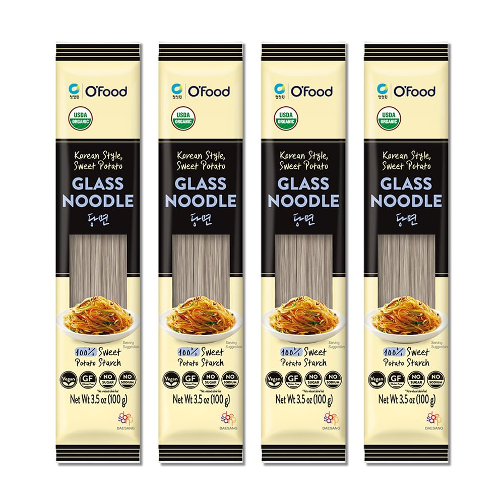Organic Glass Noodles – [12 Pack - 42oz] – Gluten-Free | Sugar Free | Korean Sweet Potato Vermicelli | Vegan & No Sodium | Low-Calorie Rice & Pasta Alternative for Stir-Fry, Soup & Asian Recipes - O’food