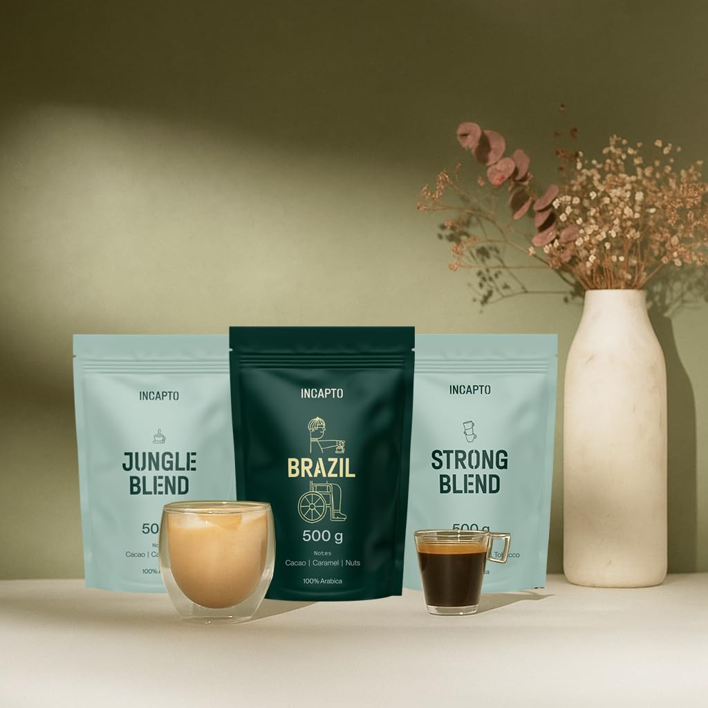 Incapto Medium Roast Jungle Blend Whole Bean Coffee 500g | Natural Rich Aroma and Flavor | Blend of Origins – Guatemala, Brazil, and Peru | 100% Arabica | Specialty Coffee 80 SCA Points