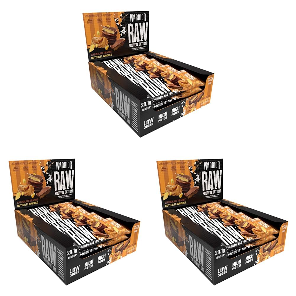 Warrior Raw Protein Bars – 20g Protein Per Bar – High Protein Snack Bars Multipack (12 or 24 Bars, 75g Each) – Low Sugar, High Fibre Breakfast & Meal Replacement Bar – Chocolate Brownie Flapjack