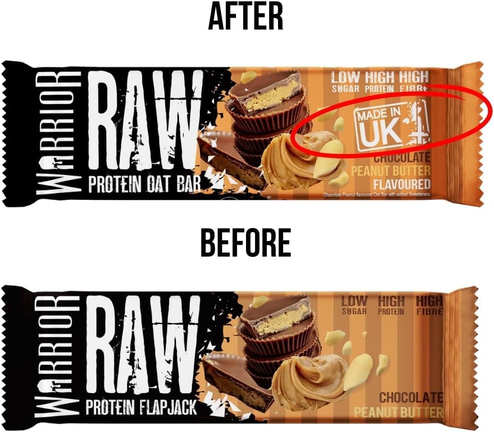 Warrior Raw Protein Bars – 20g Protein Per Bar – High Protein Snack Bars Multipack (12 or 24 Bars, 75g Each) – Low Sugar, High Fibre Breakfast & Meal Replacement Bar – Chocolate Brownie Flapjack
