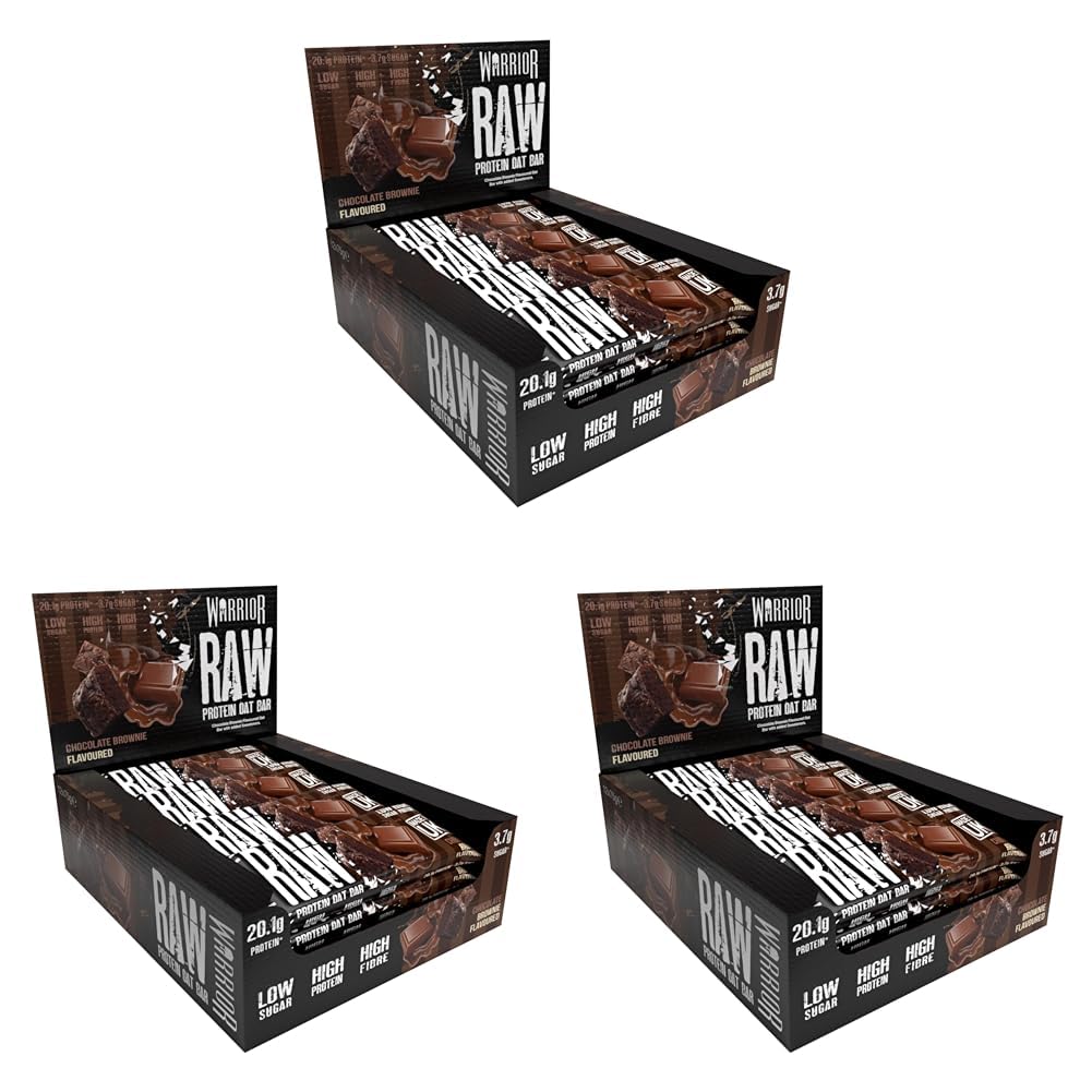 Warrior Raw Protein Bars – 20g Protein Per Bar – High Protein Snack Bars Multipack (12 or 24 Bars, 75g Each) – Low Sugar, High Fibre Breakfast & Meal Replacement Bar – Chocolate Brownie Flapjack