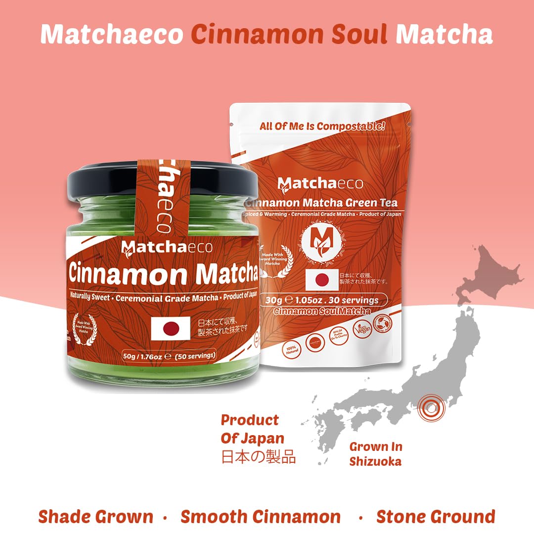 Matchaeco 2 x 50g [100g] Japanese Matcha Green Tea Powder |Authentic Stone Ground Ceremonial Grade From Japan | Natural Energy | Recyclable Jar | Vegan Baking Gift Ideas | Coffee Alternative