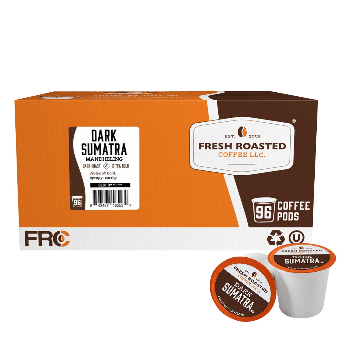 Fresh Roasted Coffee, Italian Roast, Dark, 96 Pods for K Cup Brewers
