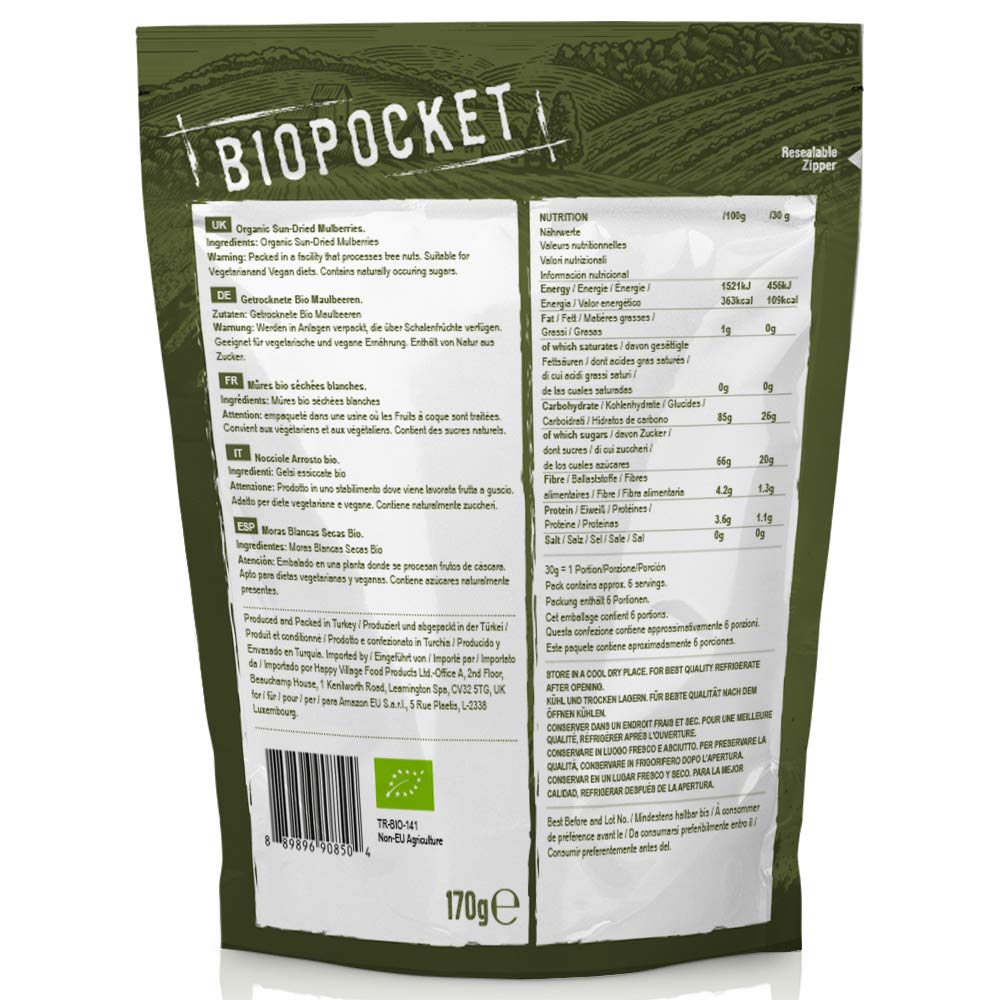 Biopocket Organic Dried Apricots, 2 x 500 g