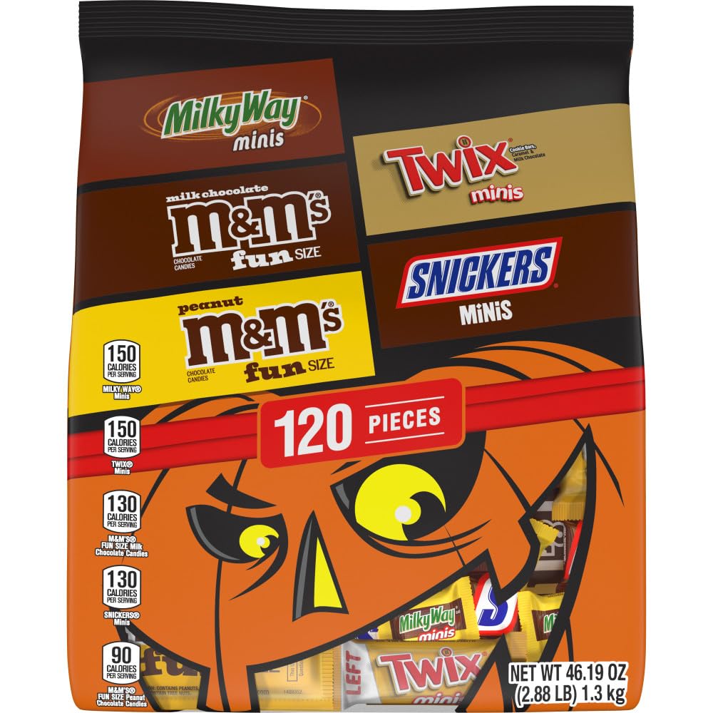 SNICKERS, TWIX & MILKY WAY Minis Assorted Chocolate Candy Variety Pack, Candy Bag, 150 Ct Bulk Bag