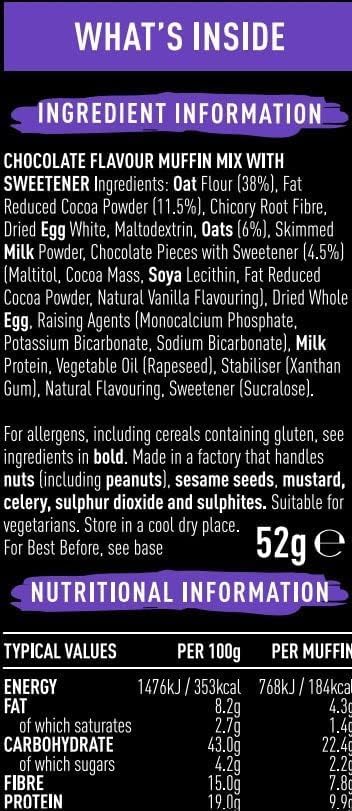 FUEL10K Chocolate Oat Muffin Protein Snack Pot, 52 g (Pack of 8)