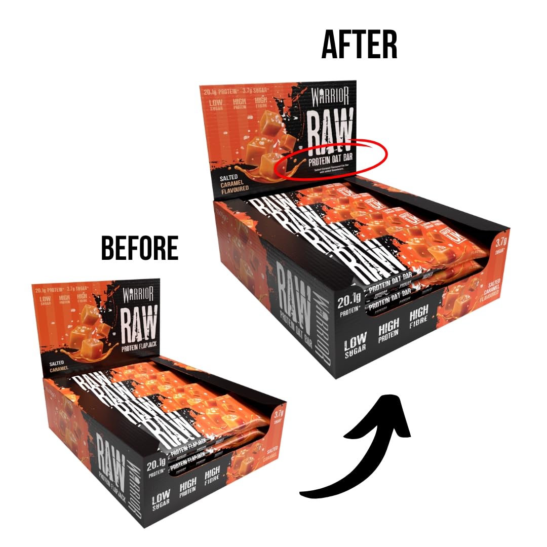 Warrior Raw Protein Bars – 20g Protein Per Bar – High Protein Snack Bars Multipack (12 or 24 Bars, 75g Each) – Low Sugar, High Fibre Breakfast & Meal Replacement Bar – Chocolate Brownie Flapjack