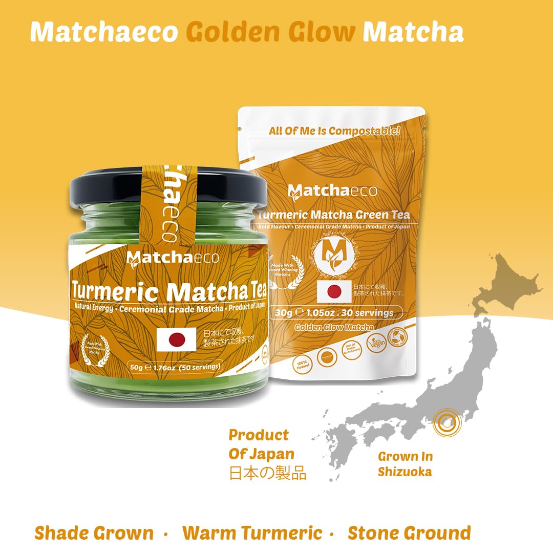Matchaeco 2 x 50g [100g] Japanese Matcha Green Tea Powder |Authentic Stone Ground Ceremonial Grade From Japan | Natural Energy | Recyclable Jar | Vegan Baking Gift Ideas | Coffee Alternative