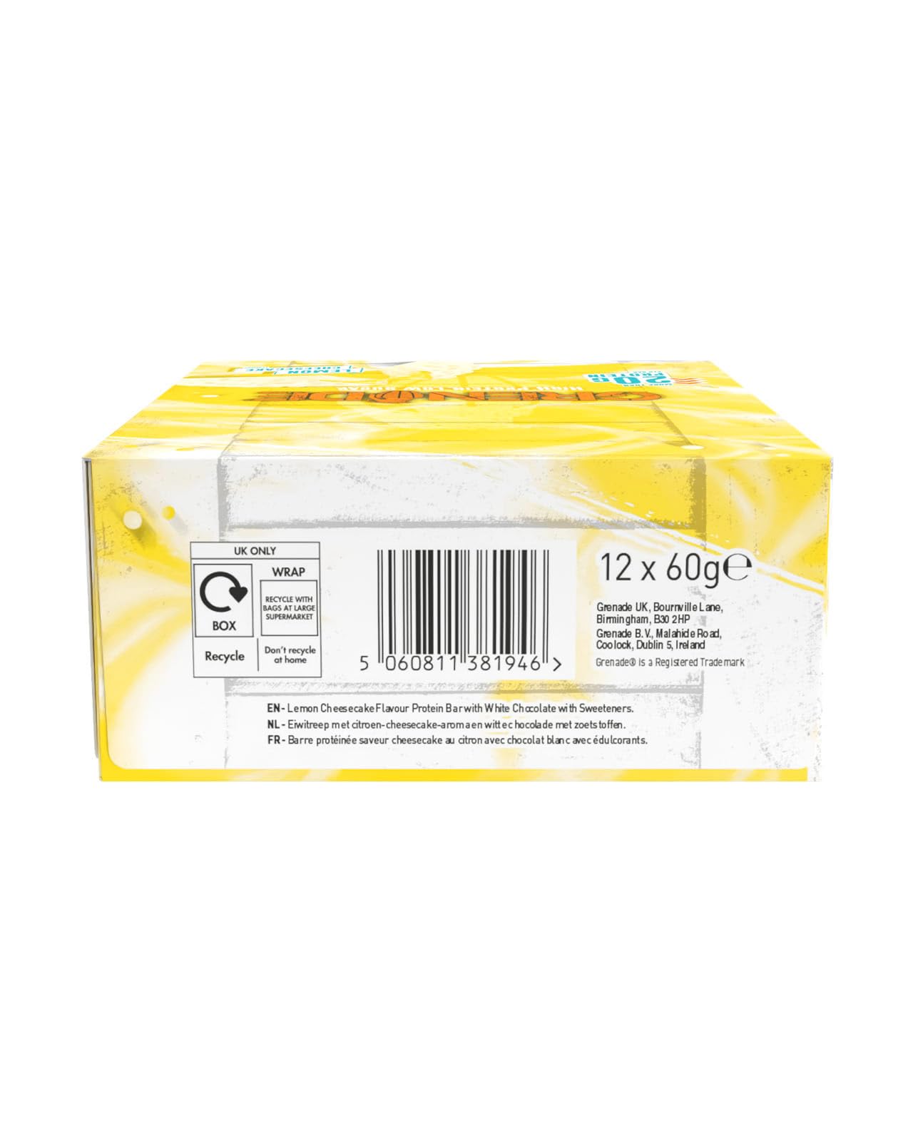 Grenade OREO White High Protein, Low Sugar Bars, 12 x 60 g – 21 g Protein per Snack Bar with Crunchy OREO Pieces & White Chocolate Coating