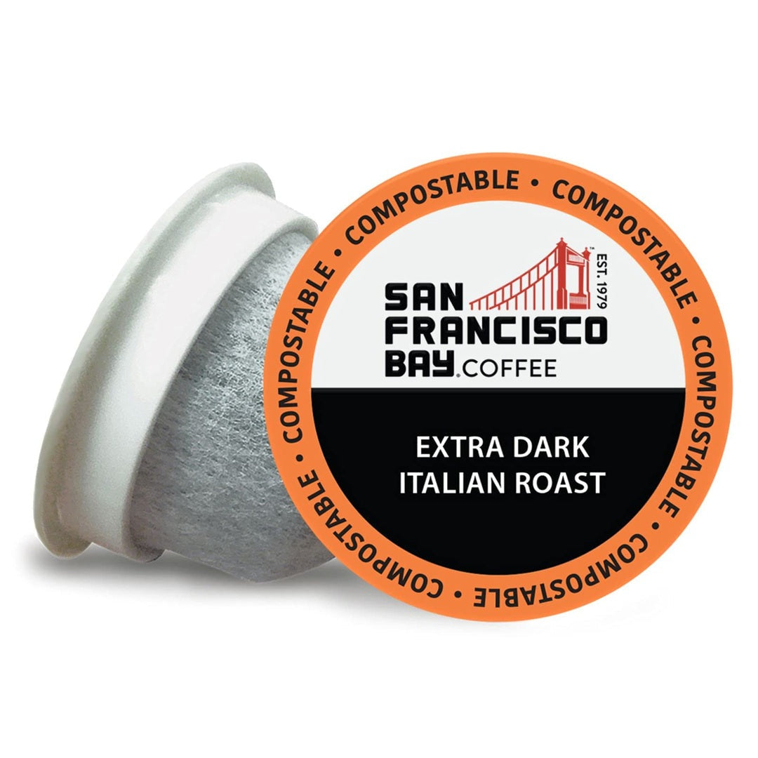 SAN FRANCISCO BAY SF Coffee OneCUP /Dark Roast Compostable Coffee Pods, K Cup Compatible Including Keurig 2.0 (Packaging May Vary), French Roast, 80 Count (Pack of 1)