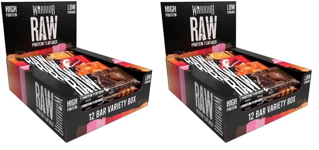 Warrior Raw Protein Bars – 20g Protein Per Bar – High Protein Snack Bars Multipack (12 or 24 Bars, 75g Each) – Low Sugar, High Fibre Breakfast & Meal Replacement Bar – Chocolate Brownie Flapjack