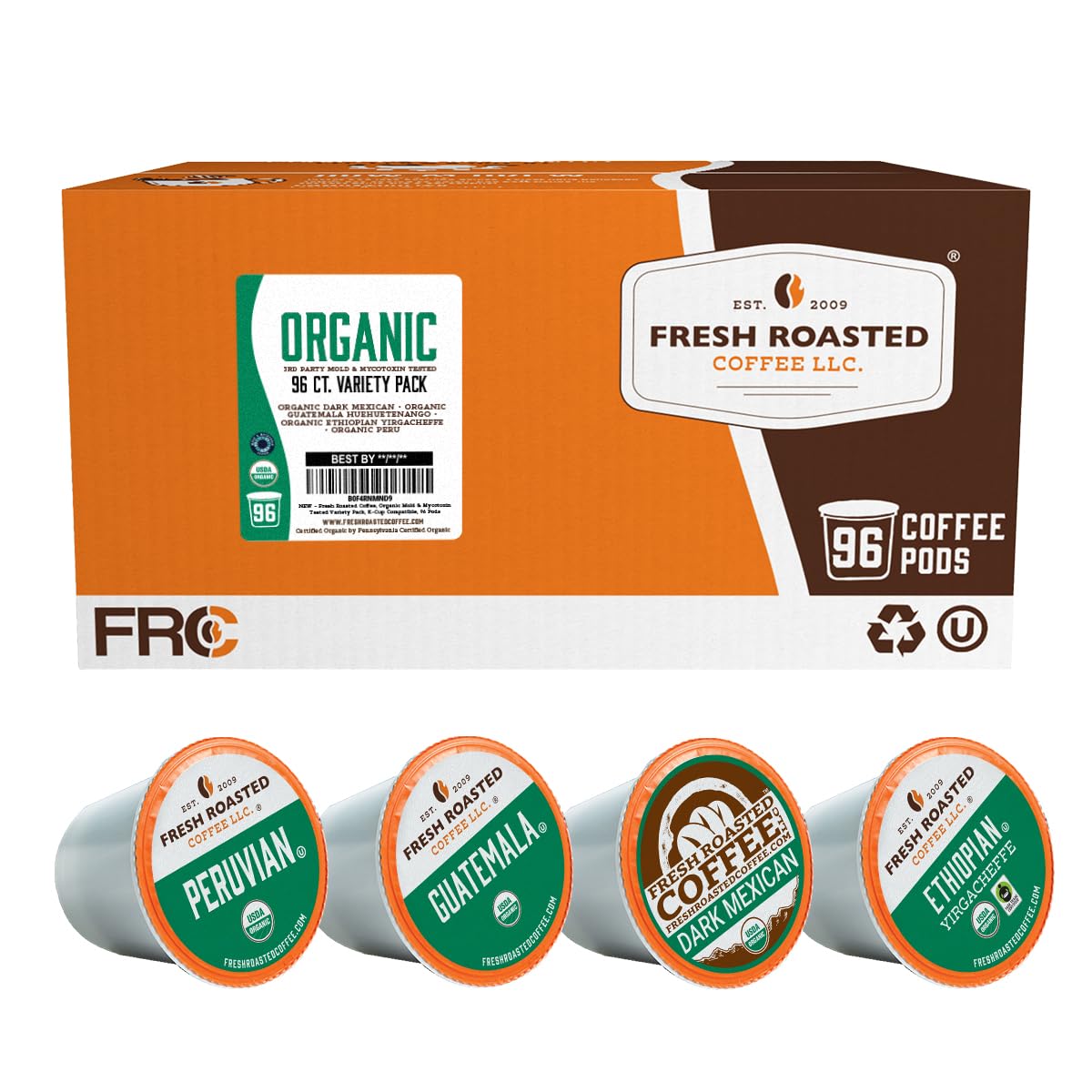 Fresh Roasted Coffee, Italian Roast, Dark, 96 Pods for K Cup Brewers