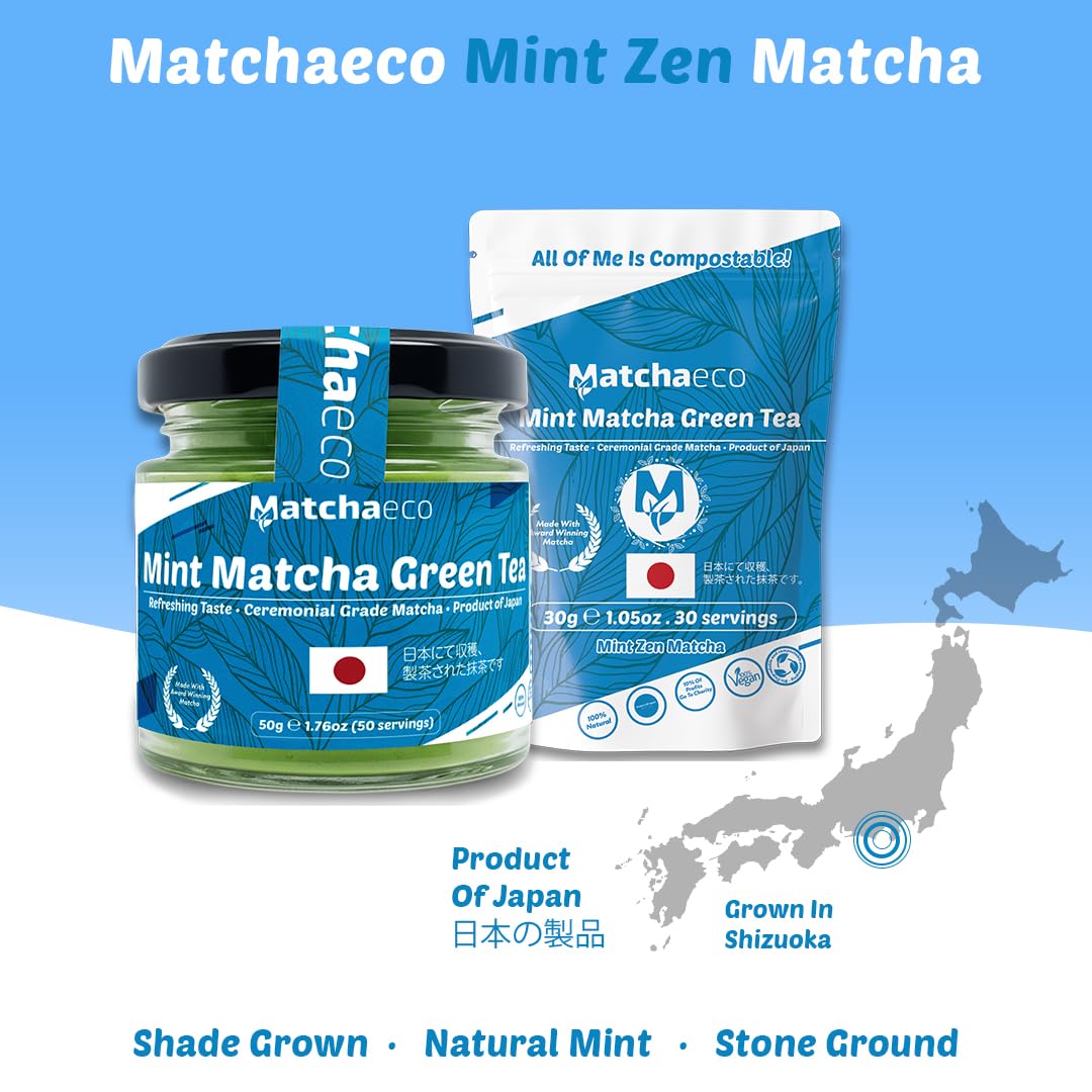 Matchaeco 2 x 50g [100g] Japanese Matcha Green Tea Powder |Authentic Stone Ground Ceremonial Grade From Japan | Natural Energy | Recyclable Jar | Vegan Baking Gift Ideas | Coffee Alternative