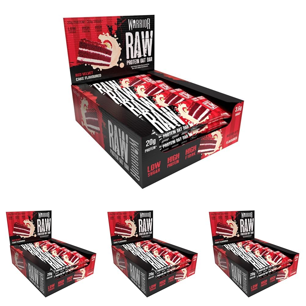Warrior Raw Protein Bars – 20g Protein Per Bar – High Protein Snack Bars Multipack (12 or 24 Bars, 75g Each) – Low Sugar, High Fibre Breakfast & Meal Replacement Bar – Chocolate Brownie Flapjack