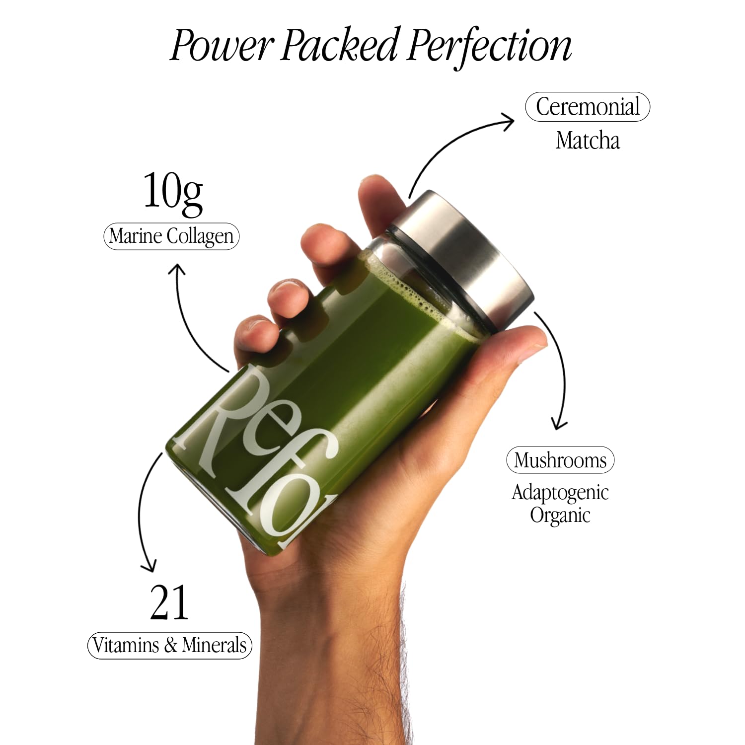 Reformed Collagen Matcha Powder I Hydrolysed Collagen (Marine), Ceremonial Grade, Skin Health, Reduce Bloating, Functional Mushrooms, 21 Vitamins & Minerals, I UK Made I 1 Month Supply