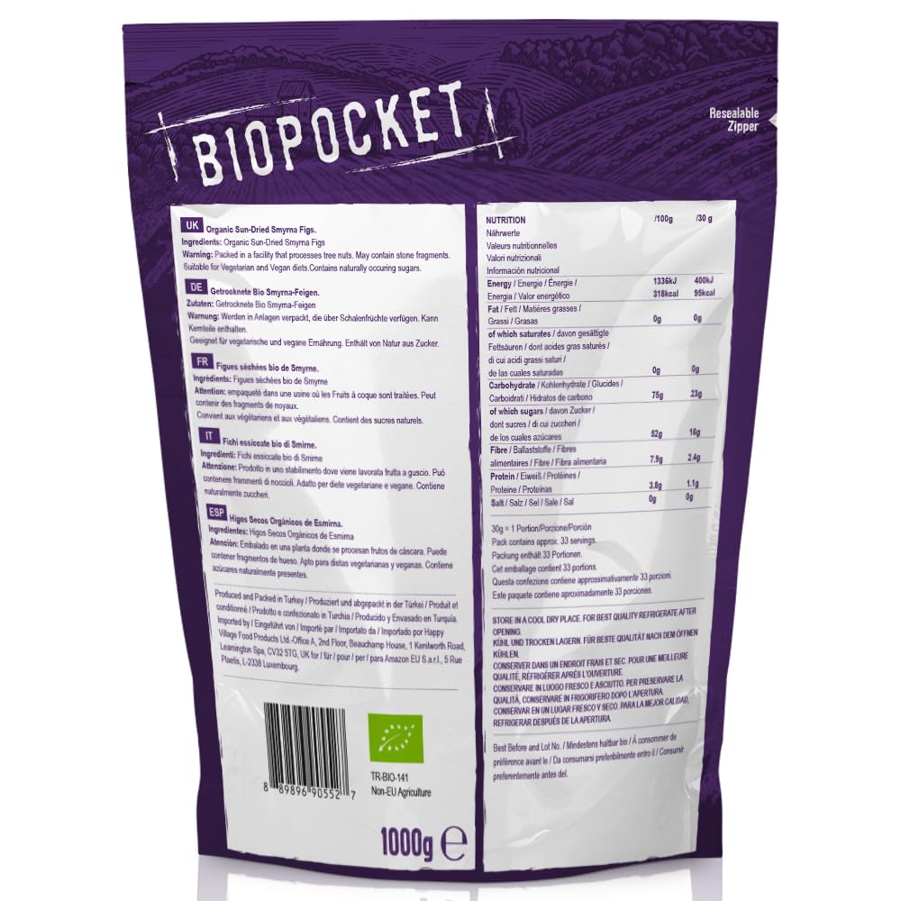 Biopocket Organic Dried Apricots, 2 x 500 g