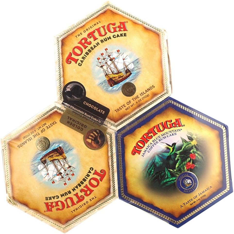Tortuga Golden Rum Cake Mini from Caribbean (112g), Pack of 3, Traditional Caribbean Flavor, Moist, Individually Packaged, Perfect for Desserts, and Special Occasions