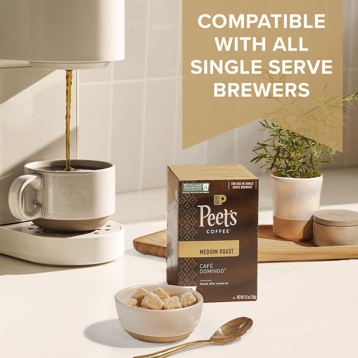 Peet's Coffee, Medium Roast Keurig K-Cup Pods - Café Domingo 54 Count (1 Box of 54 Pods)